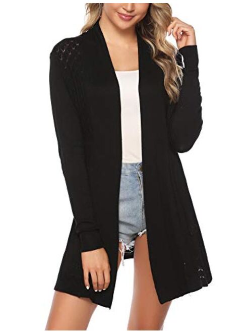 iClosam Women's Open Front Cardigan Long Sleeve Lightweight Knit Cardigan Sweater