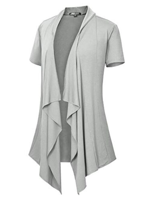 Urban CoCo Women's Short Sleeve Draped Open Front Cardigan Vest Asymmetric Hem