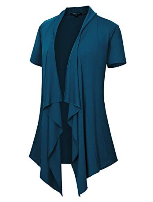 Urban CoCo Women's Short Sleeve Draped Open Front Cardigan Vest Asymmetric Hem