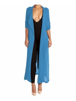 Begonia.K Women's Long Sleeve Chiffon Lightweight Maxi Sheer Duster Cardigan