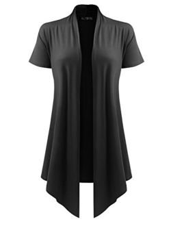 A.F.Y Women's Short Sleeve Open Front Drape Cardigan