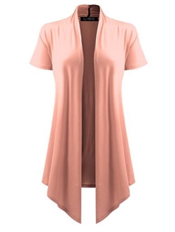 A.F.Y Women's Short Sleeve Open Front Drape Cardigan