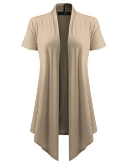 A.F.Y Women's Short Sleeve Open Front Drape Cardigan