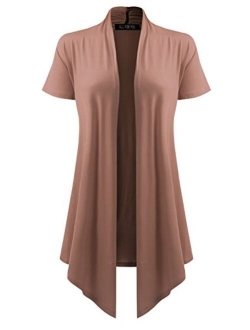 A.F.Y Women's Short Sleeve Open Front Drape Cardigan