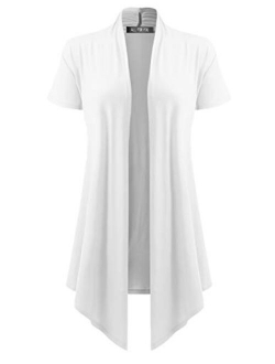 A.F.Y Women's Short Sleeve Open Front Drape Cardigan