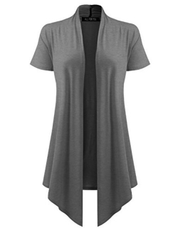 A.F.Y Women's Short Sleeve Open Front Drape Cardigan