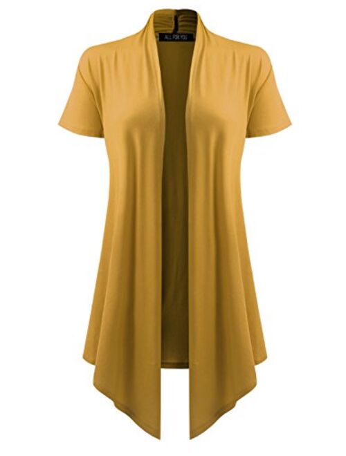 A.F.Y Women's Short Sleeve Open Front Drape Cardigan