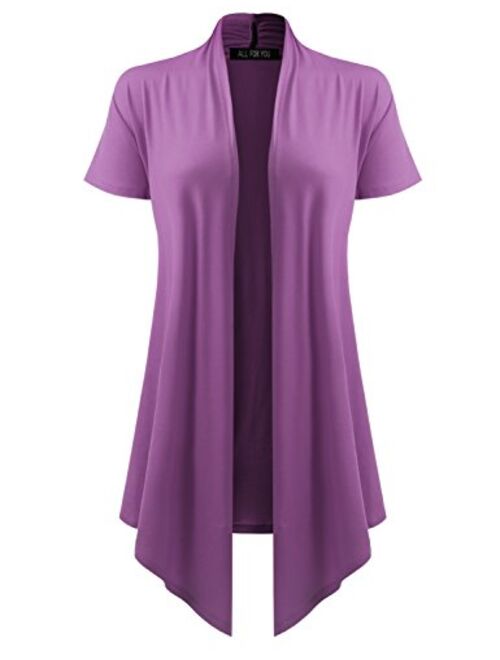 A.F.Y Women's Short Sleeve Open Front Drape Cardigan