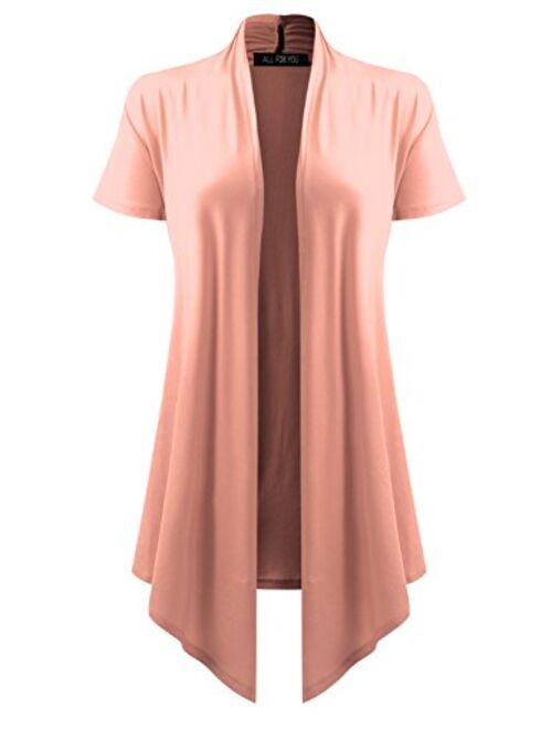 A.F.Y Women's Short Sleeve Open Front Drape Cardigan