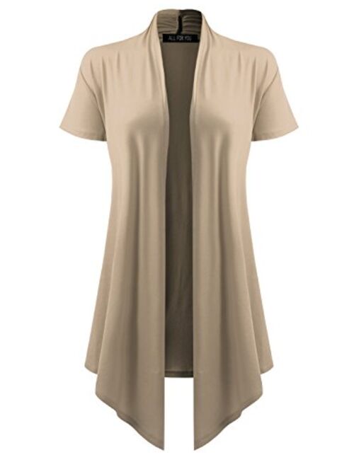 A.F.Y Women's Short Sleeve Open Front Drape Cardigan