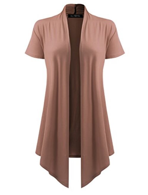 A.F.Y Women's Short Sleeve Open Front Drape Cardigan