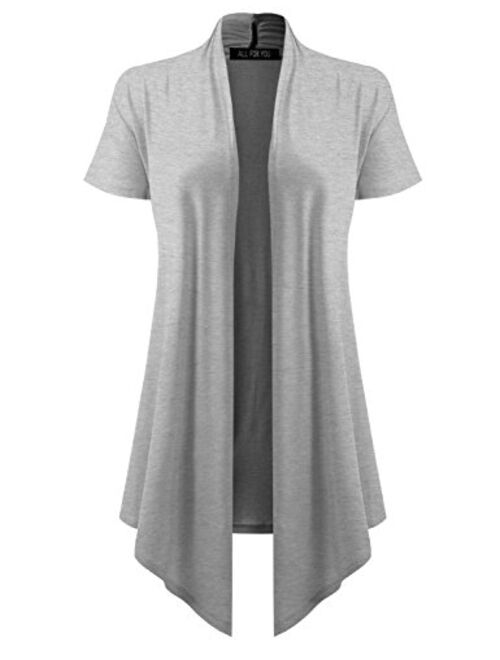 A.F.Y Women's Short Sleeve Open Front Drape Cardigan