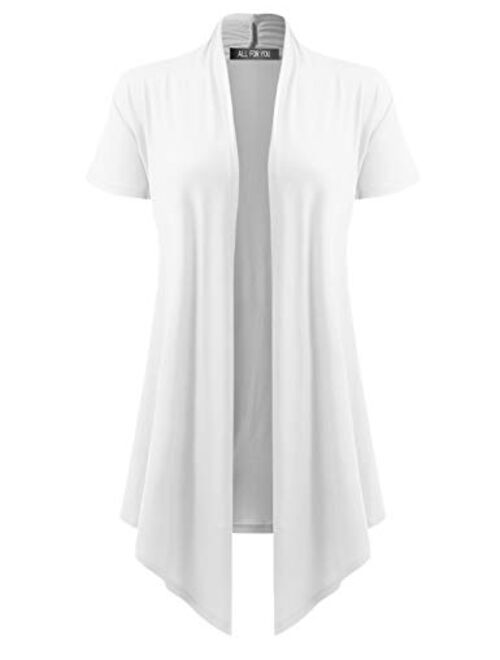 A.F.Y Women's Short Sleeve Open Front Drape Cardigan