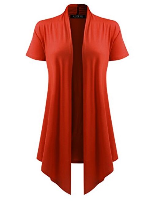 A.F.Y Women's Short Sleeve Open Front Drape Cardigan