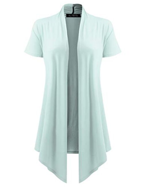 A.F.Y Women's Short Sleeve Open Front Drape Cardigan