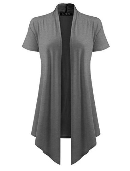 A.F.Y Women's Short Sleeve Open Front Drape Cardigan