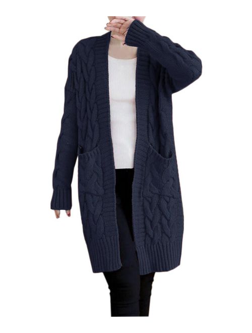 NUTEXROL Women's Open Front Long Sleeve Knit Think Cardigan Chunky Sweater Oversized Coat