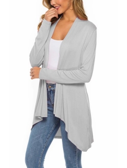 Women's Casual Long sleeve Open Front Lightweight Drape Cardigans With Pockets