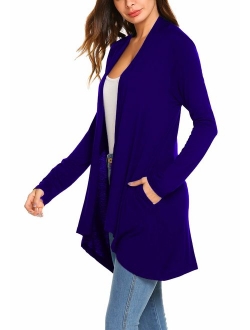 Women's Casual Long sleeve Open Front Lightweight Drape Cardigans With Pockets