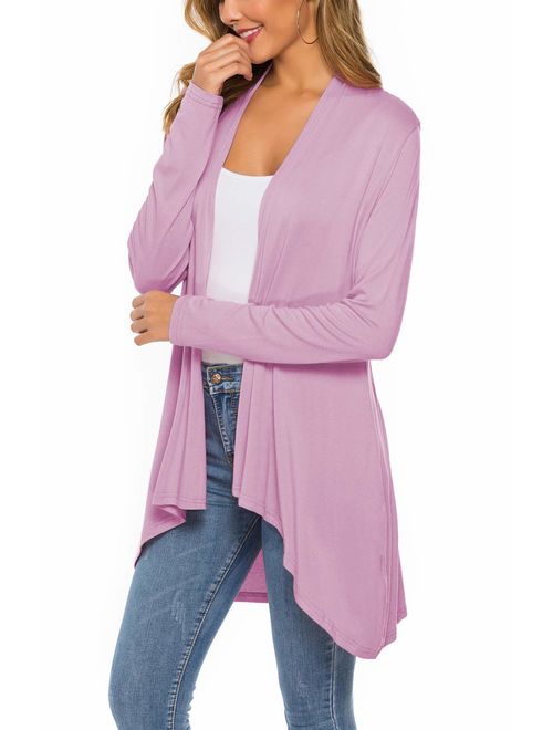 Women's Casual Long sleeve Open Front Lightweight Drape Cardigans With Pockets