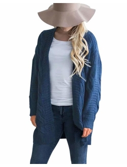 Omoone Women's Long Sleeve Open Front Chunky Oversized Knitted Sweater Cardigan