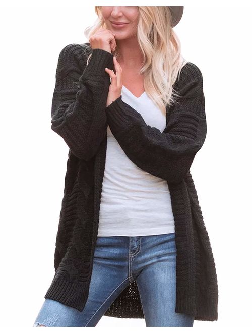 Omoone Women's Long Sleeve Open Front Chunky Oversized Knitted Sweater Cardigan