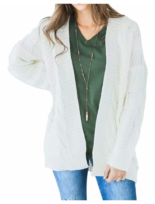 Omoone Women's Long Sleeve Open Front Chunky Oversized Knitted Sweater Cardigan