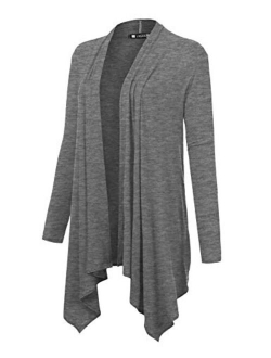 URBANCLEO Womens Hi-Lo Draped Open Front Long Cardigan Sweater (S-3X)