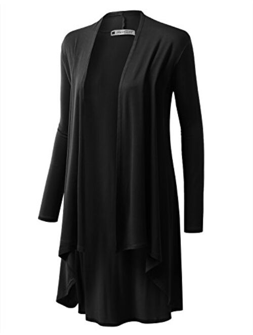 URBANCLEO Womens Hi-Lo Draped Open Front Long Cardigan Sweater (S-3X)