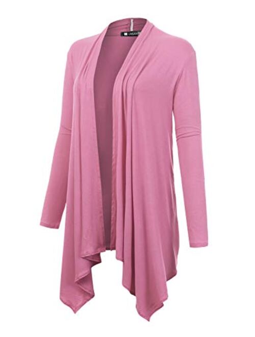 URBANCLEO Womens Hi-Lo Draped Open Front Long Cardigan Sweater (S-3X)