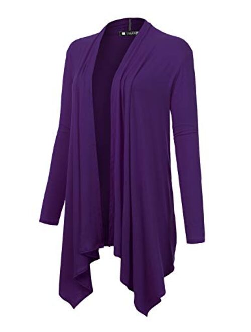 URBANCLEO Womens Hi-Lo Draped Open Front Long Cardigan Sweater (S-3X)