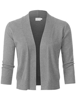 JSCEND Womens Classic 3/4 Sleeve Open Front Cropped Bolero Cardigan (S~3XL)