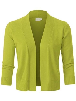 JSCEND Womens Classic 3/4 Sleeve Open Front Cropped Bolero Cardigan (S~3XL)