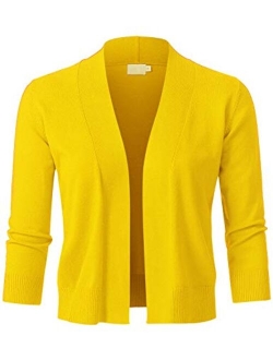 JSCEND Womens Classic 3/4 Sleeve Open Front Cropped Bolero Cardigan (S~3XL)