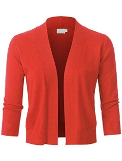 JSCEND Womens Classic 3/4 Sleeve Open Front Cropped Bolero Cardigan (S~3XL)