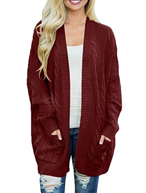 For G and PL Women Open Front Long Sleeve Sweater Cardigan Coat with Pocket