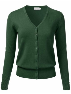 FLORIA Women's Button Down V-Neck Long Sleeve Soft Knit Cardigan Sweater (S-3XL)