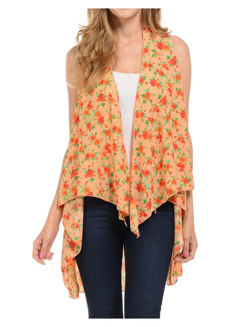 Triple9shop Women's Open Asymmetrical Hem Vest Cardigan