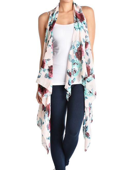 Triple9shop Women's Open Asymmetrical Hem Vest Cardigan