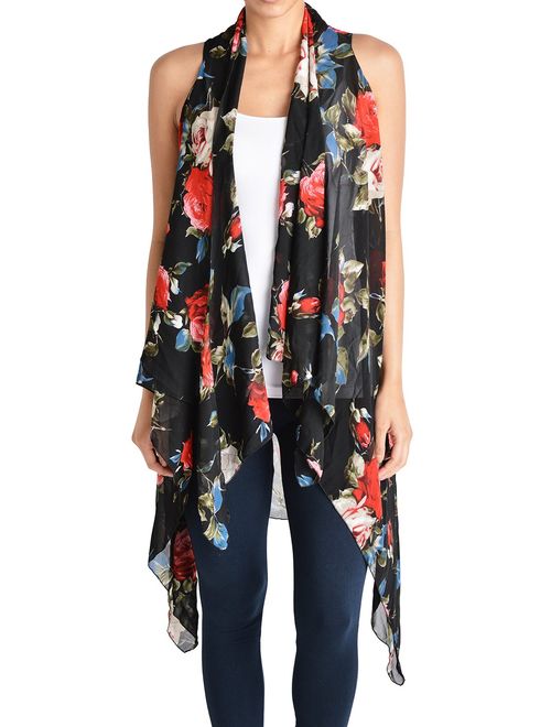 Triple9shop Women's Open Asymmetrical Hem Vest Cardigan