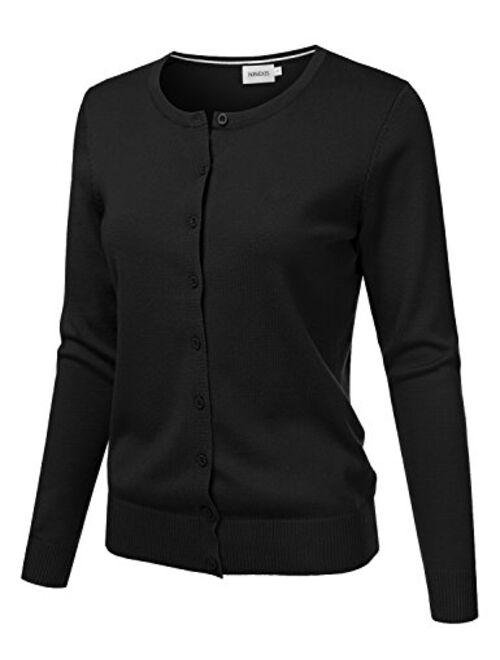 NINEXIS Women's Long Sleeve Button Down Soft Knit Cardigan Sweater