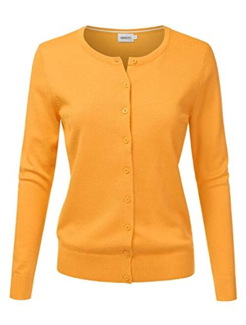 NINEXIS Women's Long Sleeve Button Down Soft Knit Cardigan Sweater