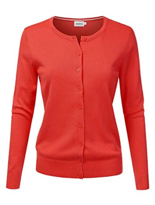 NINEXIS Women's Long Sleeve Button Down Soft Knit Cardigan Sweater