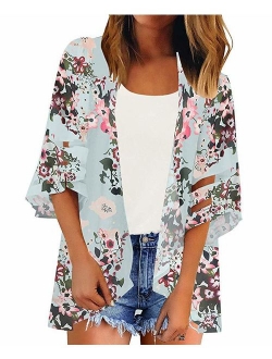 Camisunny Women Chiffon Printed Cardigan Kimono Robe Tops Beach Bikini Cover up Blouse