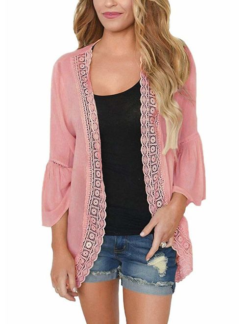 Camisunny Women Chiffon Printed Cardigan Kimono Robe Tops Beach Bikini Cover up Blouse