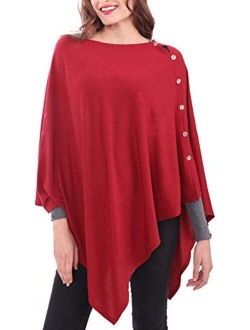 MissShorthair Plus Size Shawl for Women Lightweight, Knitted Poncho Shawl Wrap Cape