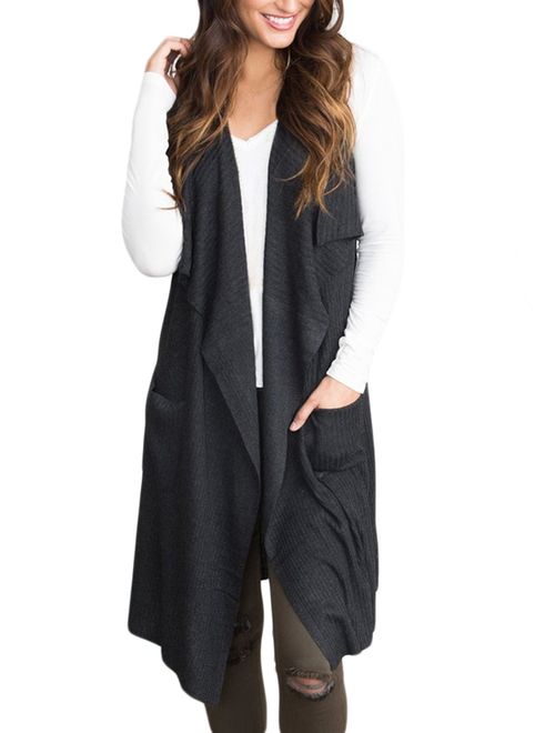 sleeveless duster with pockets