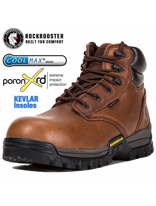 ROCKROOSTER Work Boots for Men, Composite/Soft Toe Waterproof Safety Working Shoes