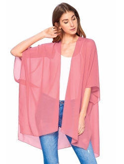 Modern Kiwi Solid Sheer Chiffon Kimono Cardigan