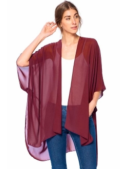 Modern Kiwi Solid Sheer Chiffon Kimono Cardigan